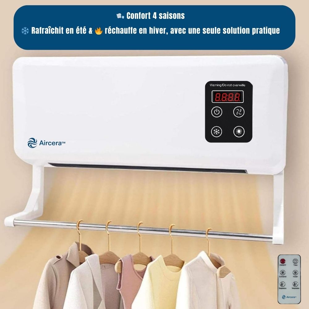 ❄️🔥 2-en-1 Climatiseur Mural & Chauffage – Chaud/Froid avec Télécommande + Cadeaux Offerts 🎁