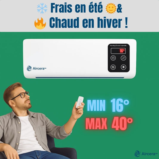 ❄️🔥 2-en-1 Climatiseur Mural & Chauffage – Chaud/Froid avec Télécommande + Cadeaux Offerts 🎁